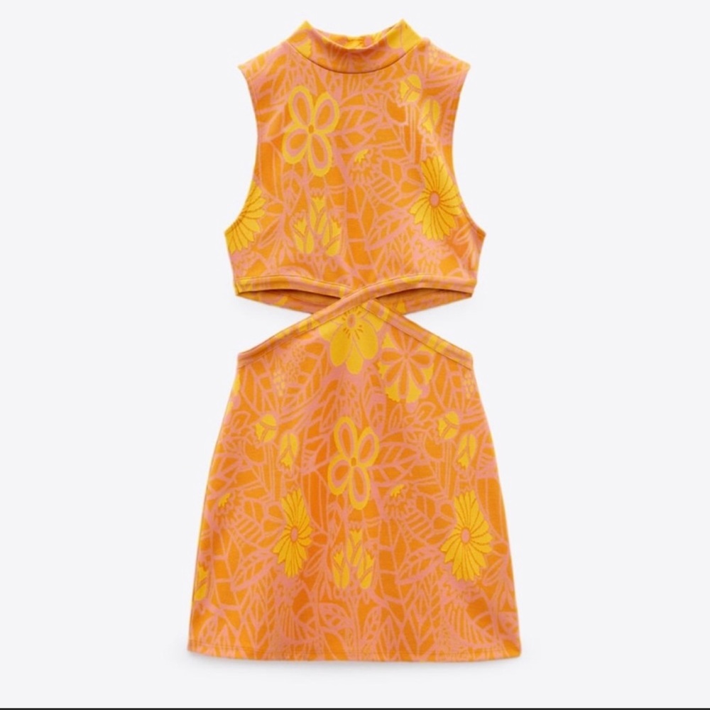 Zara Jacquard Cut Out Dress